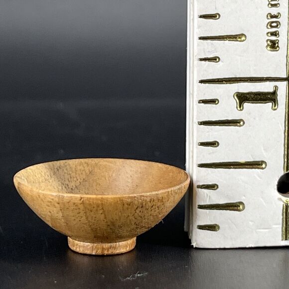 Dollhouse Miniature Artist M Hunt Walnut Wood Bowl New Zealand Signed Handmade - Picture 8 of 9